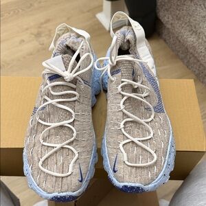 Women's Beige and Blue Sneakers